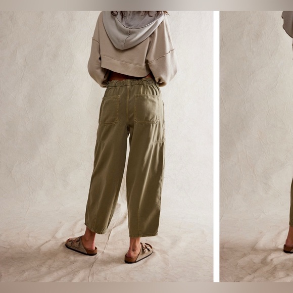 NWT Free People We The Free Silverton Pull-On Barrel Jeans - aloe green - Snall - Picture 5 of 10